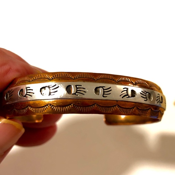 Vintage S.Skeets sterling silver & copper bracelet - Picture 9 of 16